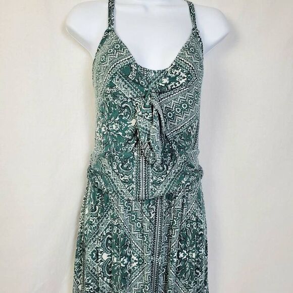 Maurices Women's Green Boho Print Maxi Dress Size L Sleeveless Spaghetti Strap S - Picture 2 of 8